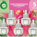 Air Wick Plug in Scented Oil Refill, 5 ct, Lush Honeysuckle and Raspberry, Air Freshener, Essential Oils, Spring Collection