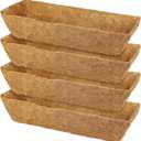 4 Pack 24 Inch Trough Coconut Liners for Window Box Deck Planter Natural Coco Fiber Replacement Liner for Outdoor Plants Rectangular Coir Planters for Porch Balcony Garden Decor