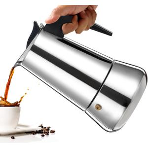 12 Cup Moka Pot Percolator Italian Coffee Maker 600ml Stovetop Espresso Mocha Stainless Steel Greca Coffee Maker Classic Cafe Makers Suitable for Induction Cookers Ceramic Stoves Tummy (12 Cup 600ml)