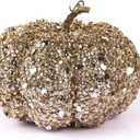 DomeStar Artificial Glitter Pumpkin, Gold Faux Pumpkin Harvest Table Centerpiece for Fall, Halloween & Thanksgiving Decorations (Color 1)
