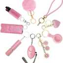 Wristlet Keychain Set with Wallet Card Holder and Pom pom Airtag Keychain Accessories for Women