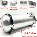 JSD 4.5 Gallons 8"x22" Aluminum Spun Round Gas Tank Fuel Tank End Fill 1/4"-18NPT Outlet With CAP