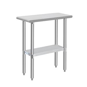 Hally Stainless Steel Table for Prep & Work 30 x 12 Inches, NSF Commercial Heavy Duty Table with Undershelf and Galvanized Legs for Restaurant, Home and Hotel