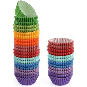GUSTO [500 Pcs] Mini Cupcake Liners for Baking, Colorful Muffin Liners, Food Grade & Grease-Proof, Baking Cups - Bright Assorted Colors for Candy Cups and Cake Balls - (Formerly Comfy Package)