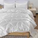 A Nice Night Satin Silky Soft Quilt Luxury Super Soft Microfiber Bedding Comforter Set Full/Queen, Light Weighted (White, Queen)