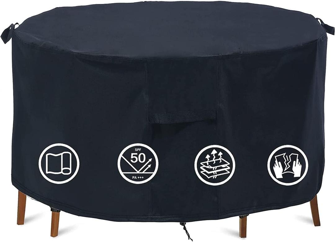 Round Patio Furniture Covers - 74" Dia Waterproof Table & Fire Pit Cover - Anti-Fading for Outdoor Dining Sets
