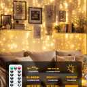 Brightown 300 LED Fairy Curtain Lights, 9.8ft x 9.8ft Warm White Curtain String Lights, USB Plug in 8 Lighting Modes Christmas Decoration, Hanging Lights with Remote for Bedroom Indoor Weddings Dorm