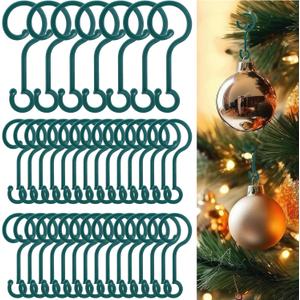 250 Pcs Christmas Ornament Hooks Plastic Ornament Hangers Small Christmas Tree Hooks Christmas Light Hooks Christmas Ball Hooks Reusable Green Hangers for Mini Christmas Tree Decoration