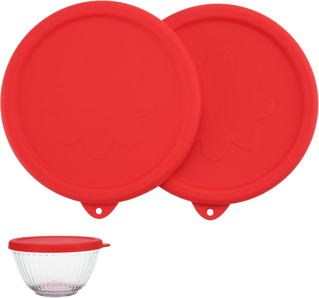 Silicone Replacement Lids for Pyrex 7401-s 3-Cup Sculpted Glass & Tinted Glass Bowls Mixing Bowls, 2-Pack (Only Lid)