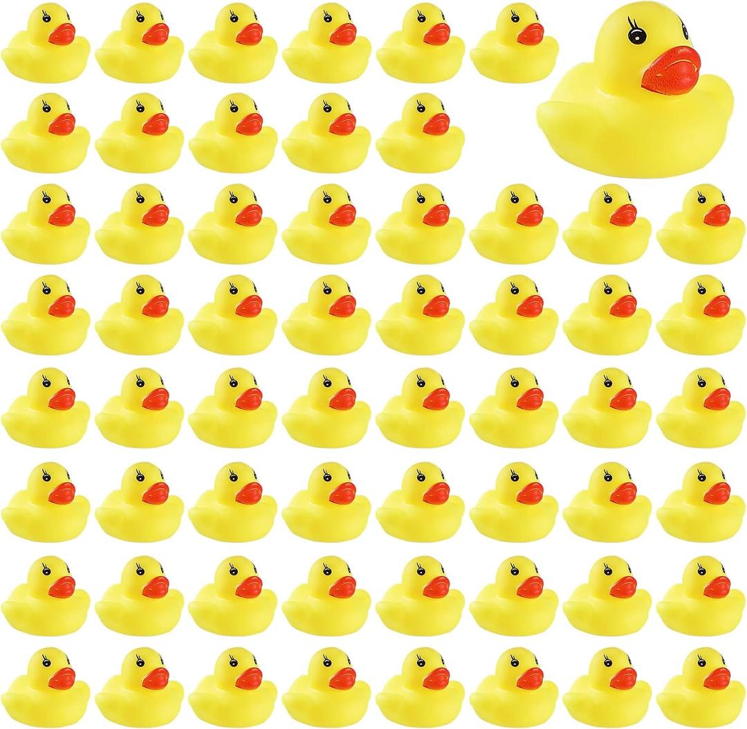 GliSun 60 PCS Rubber Ducks Bath Toys Mini Ducks Float and Fun Squeak for Kids Bath Toy Shower Decorations Birthday Party Carnival Game Gift