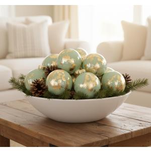 Suncalla 18 Pcs World Globe Christmas Ball Ornaments Sage Green Earth Globe Ornaments for Christmas Tree Golden Textured Vintage Hanging Shatterproof Plastic Balls for Xmas Tree Holiday Party Deco