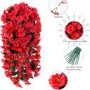 Artificial Flowers for Outdoor Decor, 2 Bundles Fake Silk Red Morning Glory Long Vines UV Resistant Realistic for Home Porch Patio Balcony Planter Decoration