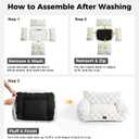 Made4Pets Cat Beds for Indoor Cats, Cat Couch Bed, Soft Faux Fur Checkered Pet Sofa, Calming Fluffy Kitten Sofa with Supportive Foam, Removable Washable Cover with Non-Slip Base, White, Small (26x20x10'')