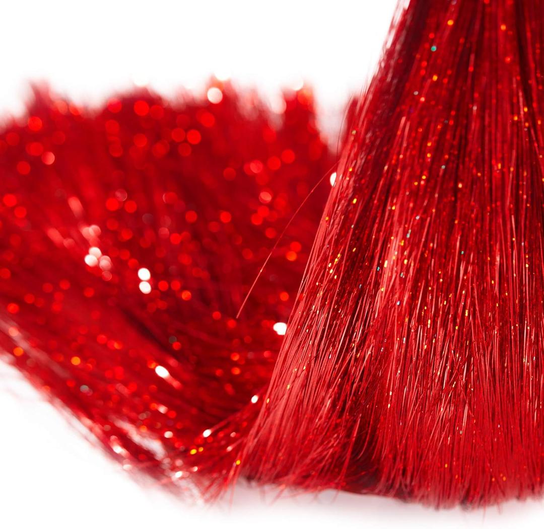 Boao 10000 Strands Tinsel Icicles Iridescent Tinsel Foil Fringe Garland for Christmas Xmas Tree Decorations Graduation Party Supplies Holiday Decor (Red)