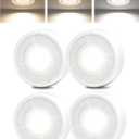EZVALO LED Puck Lights, 50Lumens, Touch Light, 2.5'' Mini Tap Light, Rechargeable Sitck On Tap Lamp, 3 Color Temps, Under Cabinet Lights Wireless, Ideal for Kitchen, Closet, Pantry, Camper(4 Pack) (White)