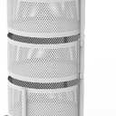 JAQ Vegetables Storage Basket, 3-Tier Multi Layer Rotating Storage Shelves Basket Carts Rack Organizer Bin on Rolling Wheels in Kitchen Household for Fruits Grocery Corns Potatos (3-Tier, White)