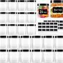 Vivimee 24 Pack Plastic Jars with Lids 16 oz (12 Pack) & 8 oz (12 Pack), Clear Plastic Mason Jars, Leakproof Slime Containers for Peanut, Spice, Cookie, Candy and Dry Food, Empty Jars for Storage