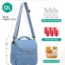 Breastmilk Cooler Bag - Large Capacity 12L & 10-Hour Insulated Bottle Cooler Bag with Detachable Divider for Tall Baby Bottles | Dual Deck Lunch Box for Women | Breast Pump Bags for Work