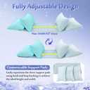 Anti Aging Beauty Pillow for Back Sleeping Adjustable Head Support to Prevent Wrinkles & Acne, Cooling Face Up Head Positioning for Sleeping Upright, Post Facial Surgery Pillow Pad (Blue)