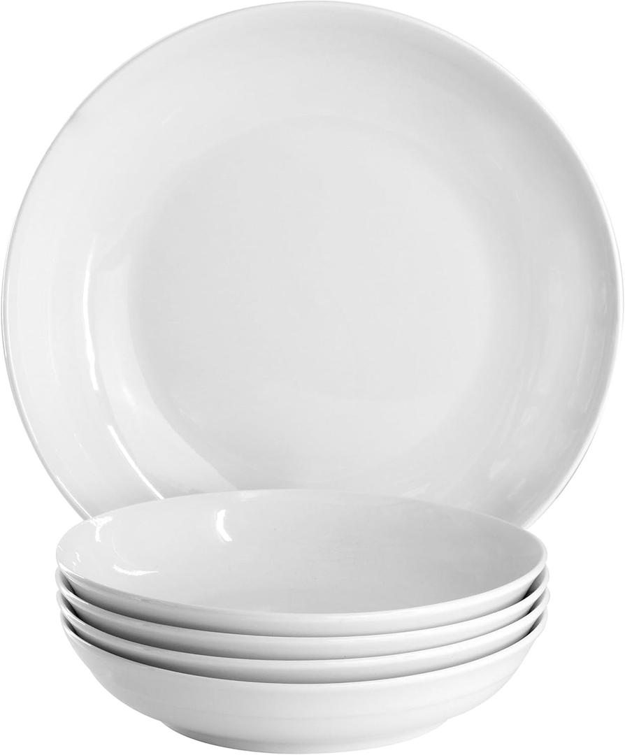 Gibson Home Great Essentials 5 Piece Fine Ceramic Serving Bowl and Pasta Bowl Set in White
