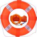 20 Inch Pool Safety Life Preserver Throw Ring Buoy- Swim Foam Rings for Swimming Pool Wall Decoration with 98.4FT Water Floating, Lifesaving  Orange w/Rope 98.4FT, 