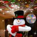 Christmas Tree Topper with Snowflake Projector Light, Holiday Hat Decor for Xmas & New Year, White