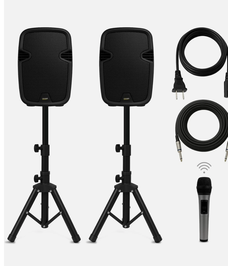 Bowens 8-Inch Bluetooth PA Speaker Set – Portable Speakers Bluetooth Wireless