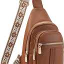 GAEKEAO Sling Bag for Women Crossbody Bags Fanny Pack Vegan Leather Chest Bag Travel Shoulder Belt Purse Backpack Gifts (9931-pure Brown)