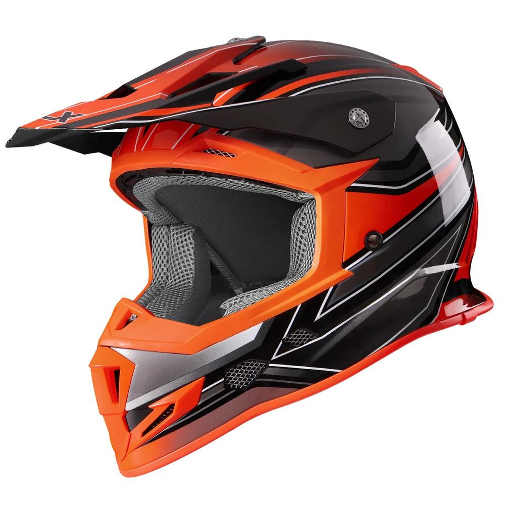 SPARK ATV & Dirt Bike Helmet for Adults - DOT Certified Motocross Helmet withQuick Release, Lightweight Off-Road Design for Motocross & Trail Riding (Matte Orange Voyager, Large)