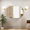 Oval Wall Mounted Mirror, 20"x30" Mirror with Aluminum Alloy Frame, Black Oval Mirror for Bathroom, Bedroom, Living Room, Gold