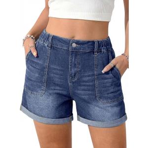  PINKMSTYLE Womens Jean Shorts High Waisted Denim Short (Blue)