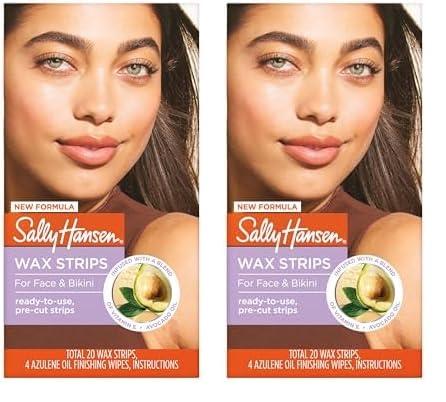 Sally Hansen Wax Kit Wax Strips For Face & Bikini 20 count (Pack of 2)