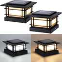 Dynaming 4x4 Solar Post Cap Lights Outdoor with 2 Color Modes, Fence Post Solar Lights Black Shell Fit for Vinyl/Wooden Posts, High Brightness SMD LED Lighting Decor for Garden Deck Patio, 2 Pack