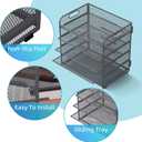 Supeasy 5 Trays Paper Organizer Letter Tray with Handle-Mesh Desk File Organizer, Grey Paper Sorter Desk Organizer for Office, Home or School