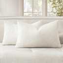 Woaboy Pack of 2 12x20 Inch Decorative Boucle Throw Pillow Covers Textured Lumbar Pillowcaes Accent Solid Cozy Soft Cushion Covers Home Decor for Bed Sofa Couch Living Room Chair,White