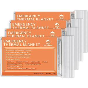Emergency Mylar Thermal Blankets -Space Blanket Survival kit Camping Blanket (4-Pack). Perfect for Outdoors, Hiking, Survival, Bug Out Bag Marathons or First Aid 1
