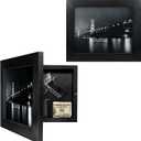 Hidden Gun Storage, Concealment Gun Safes for Pistols, Secret Decor Solid Wooden Handgun Picture Frames Box (Black)