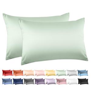 Deep Dream 100% Cotton Standard Pillowcases Set of 2, 600 Thread Count Standard Size Pillow Cases, 20x26 Inches, Super Soft and Breathable Envelope Closure (Zephyr Green)