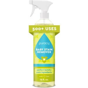 Puracy Stain Remover for Baby Clothes and Cloth Diapers, Newborn Baby Essentials Must Haves, Enzyme-Based Laundry Spray, Natural Spot and Odor Cleaner, 16 Oz