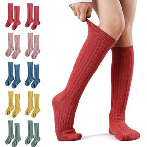 5 Pairs knee Socks for Toddler Girls, Baby Girls High Cute Long Socks