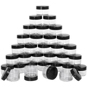 100 Count Small Sample Containers Makeup Jars 15 Gram Cosmetic Containers with Lids Black Traveling Jars Empty Bottles for Toiletries