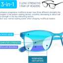 CARA 2 Pack Progressive Multifocus Reading Glasses for Men, Women Premium TR90 Frame Blue Light Blocking Computer Readers, 3ft Range Workspace (Top is not 0), 2.0 Black+Light blue