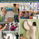 4 x 60PCS #8 Self-Drilling Drywall Anchors and Screws Kit, Heavy Duty Wall Anchors for Drywall, 30pcs 1/2 * 1-1/4 Anchors & 30pcs #8 * 1-3/8 Screws, Drywall Anchor Kit, 75LB Hanging and Mounting