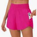 PINSPARK High Waisted Running Shorts for Women 2.5" Mesh Liner Quick Dry Sport Athletic Workout Shorts with Zip Pockets size xs