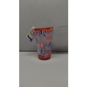 Patriotic Red White Blue Flags Flying Insulated Tumbler 18oz with Lid and Straw