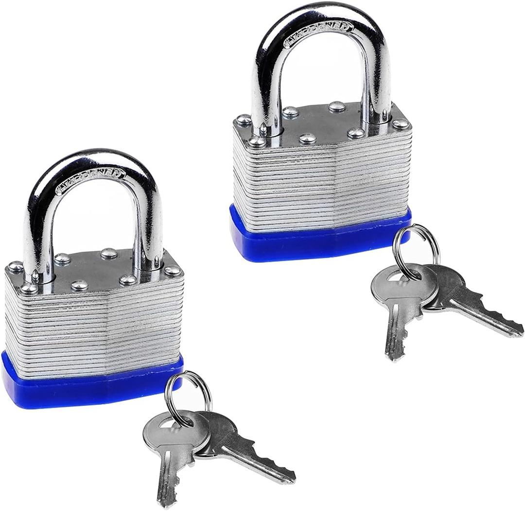 2 Pack Keyed Alike Padlocks High Security Padlocks with Same Keys 2.6''*1.7'' Heavy Duty Padlock with Key Locks with Same Keys Outdoor Use All Weather Resistant