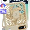 Cruise Ship Approved Fan  Up To 16 Hours Battery Life, USB Rechargeable, Battery-Powered Travel Fan for Sleeping  Magnetic Hook Included for Easy Hanging on Cabin Walls & Ceilings (Beige)