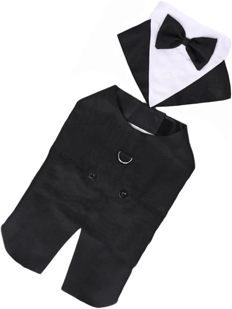 BESPORTBLE Puppy Cotton Tuxedo Suit for Weddings Formal Events and Parties Elegant Pet Outfit Bow Tie Comfortable for Special Occasions