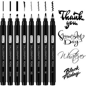 Brusarth Calligraphy Pens,8 Size Calligraphy Pens for Writing,Brush Pens Calligraphy Set for Beginners, Hand Lettering Pens