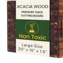 Acacia Wood End Grain Butcher Block Cutting Board 20x15x1.5 Inch for Carving Meat, Kitchen & BBQ Use. Deep Juice Groove, Built-In Handles, Thick, Knife Friendly, Non Toxic by New M Way